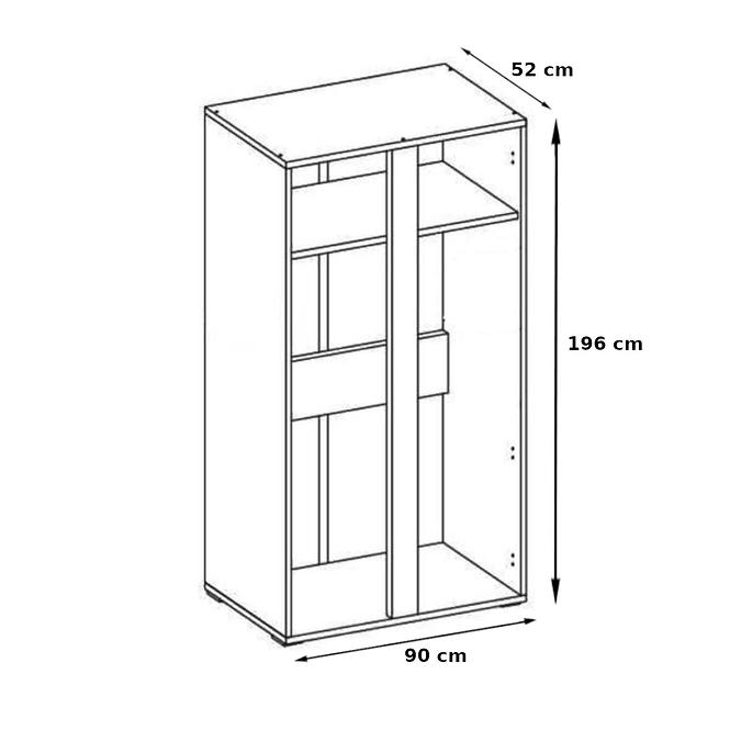 Skříň Davos 90cm Šedá/Tmavy Ořech