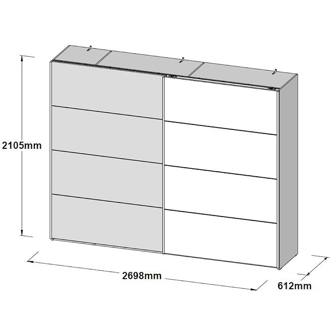 Skříň Sapporo 270cm Bílá Lesk