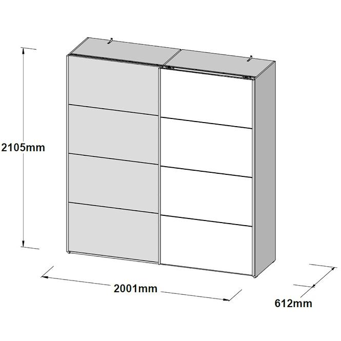 Skříň Sapporo 200cm Bílá Lesk