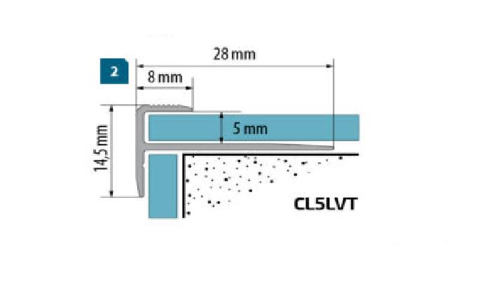 Schodová lišta pro LVT CL panely 5mm 1,35m stříbrná