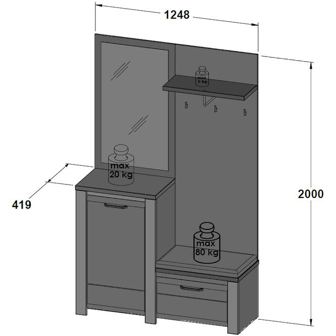 Předsíňová Stěna Brugia 125cm Bílá Lesk