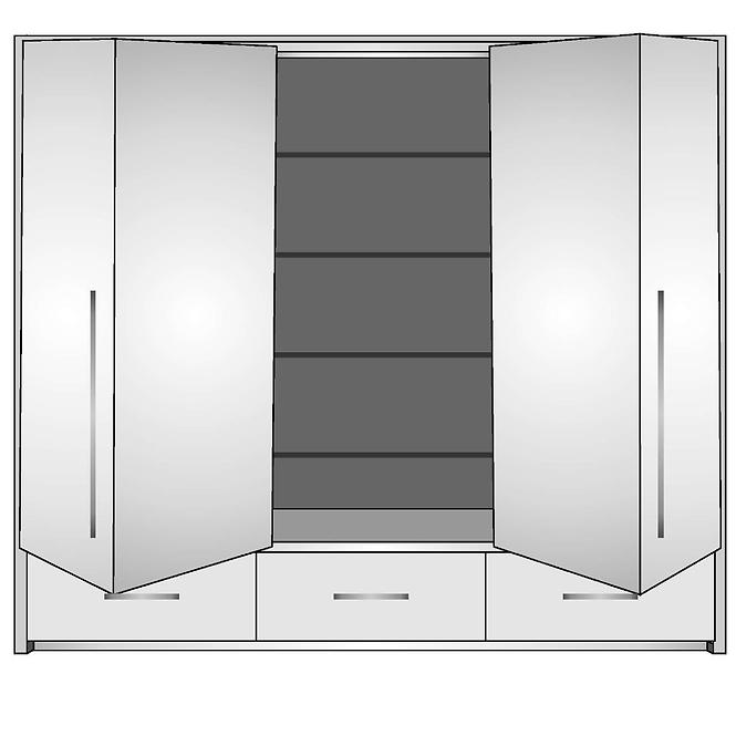 Skříň Toledo 255cm Bílá/Zrcadlo