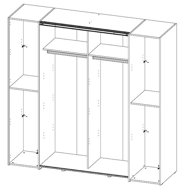 Skříň Kalixtus 200cm 4d Pískový Dub/Bílý