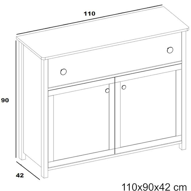 Komoda Luna 110cm Bílý/Ružová