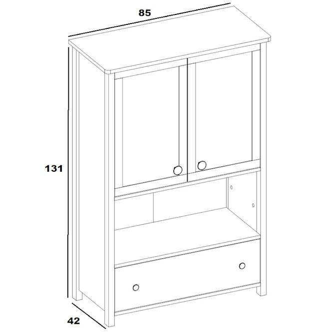 Komoda Luna 85cm Bílý/Ružová