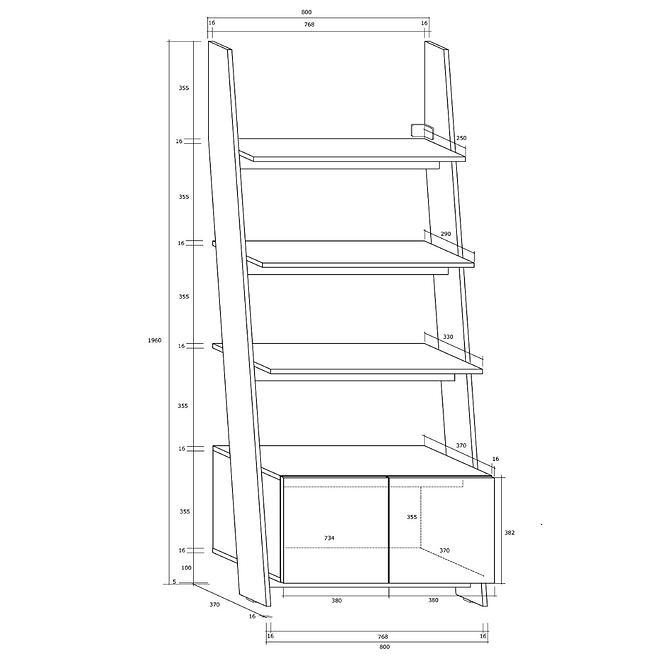 Regál Rack 80cm 1D Bílá/Černá