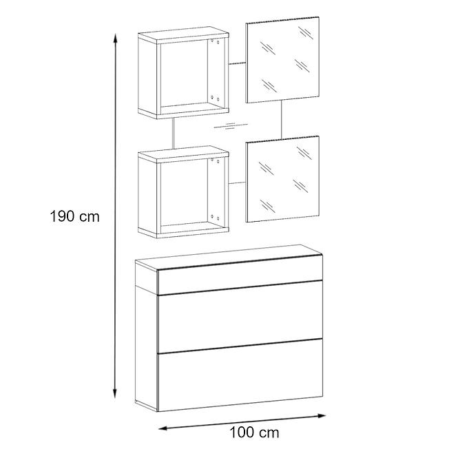 Předsíňová Stěna Easy V 100cm Wotan/Bílý