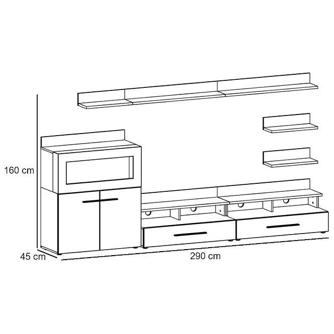 Obývací Stěna Camino 290cm Bílý/Černý