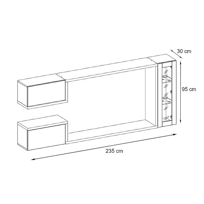 Obývací Stěna Galaxy 235cm Beton/Bílý