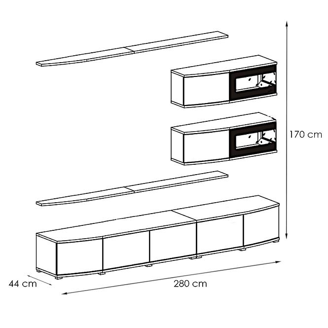 Obývací Stěna Sonic 280cm Bílý/Černý