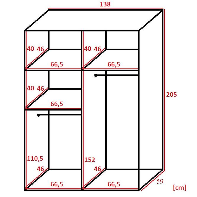 Skříň Retro 3l Zrcadlo 138 Kraft Zlatý