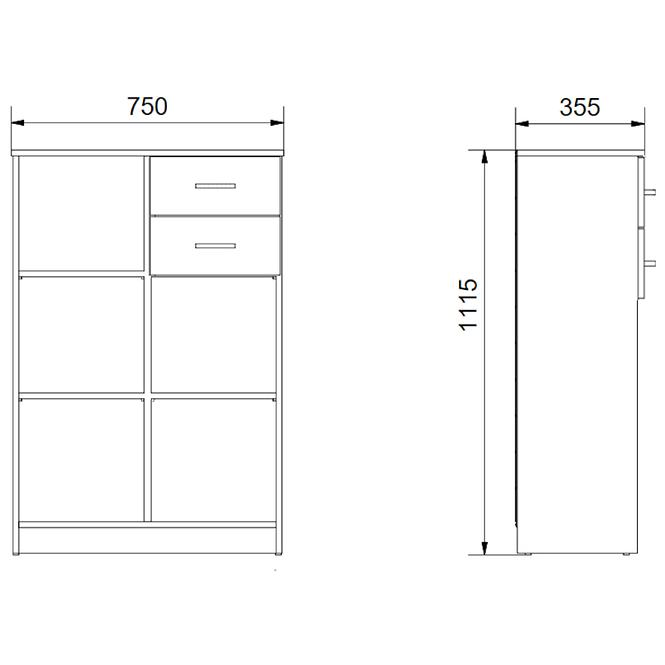 Komoda Posejdon 5 75cm Dub Wotan