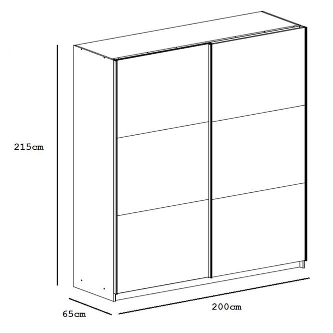 Skříň Bastia 200cm Grafit/Alpský Smrk/Zrcadlo