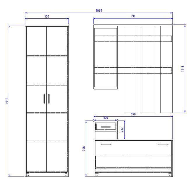 Předsíňový Nábytek Alaska 155cm Dub Wotan/Weiß