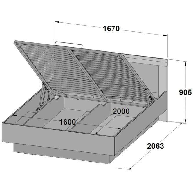 Postel Julietta 160cm Beton/Bílý Lesk