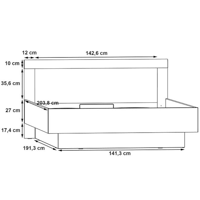 Postel Julietta 160cm Beton/Bílý Lesk