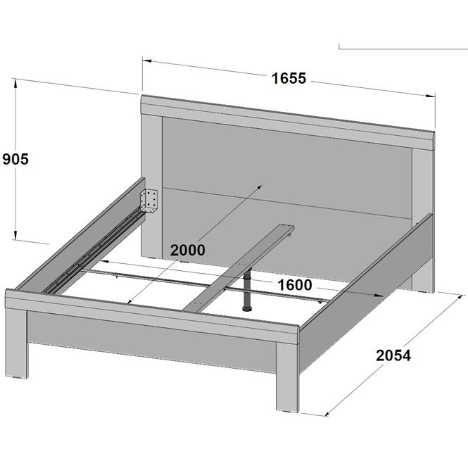 Postel Julietta 160cm Beton/Bílý Lesk