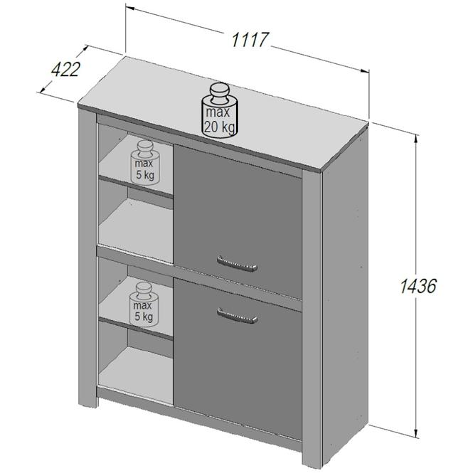 Regál Havanna 112cm Starožitný Dub