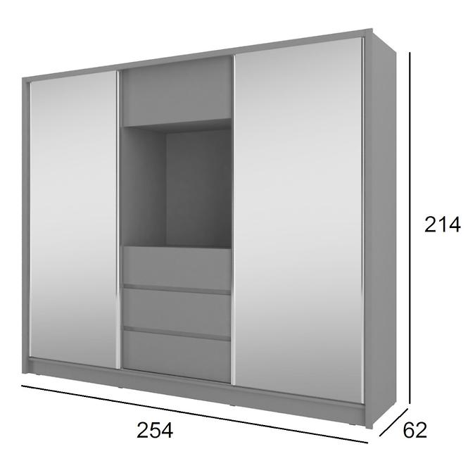 Skříň Tv 250cm Grafit/Zrcadlo