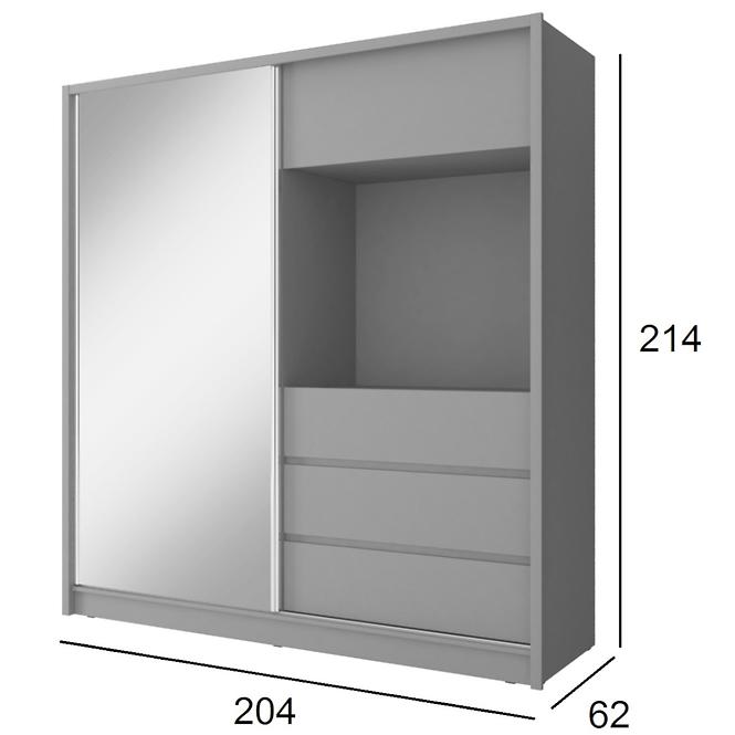 Skříň Tv 200cm Grafit/Zrcadlo