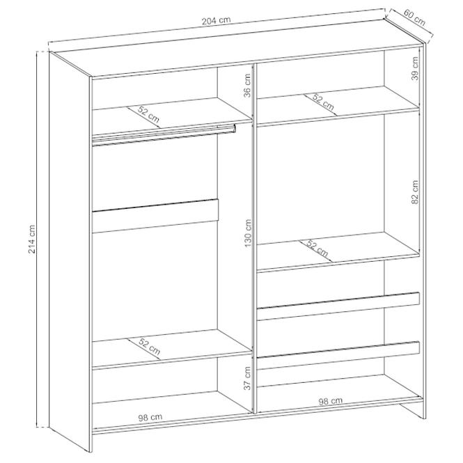 Skříň Tv 200cm Grafit/Zrcadlo