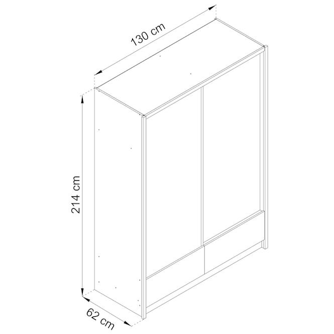 Skříň Aria II 130cm Bílý Lesk/Zrcadlo