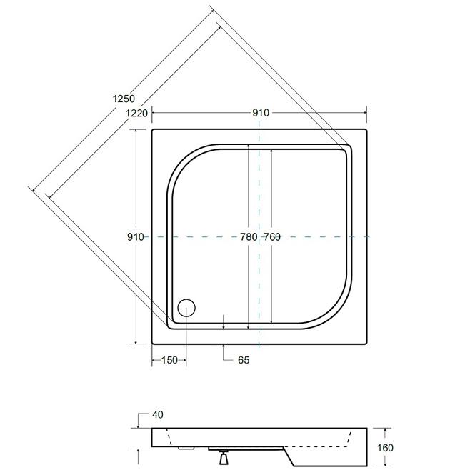 Vanička čtvercová Oskar 90x90x4/16