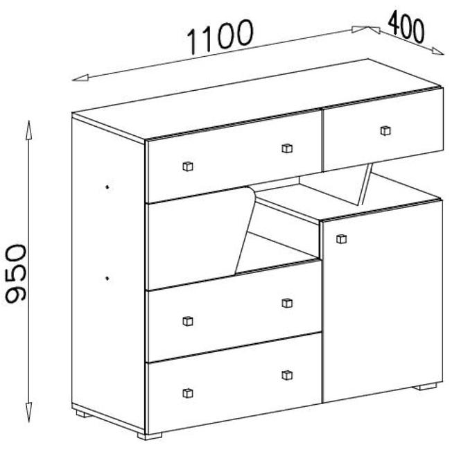 Komoda Delta 110cm Dub/Antacit