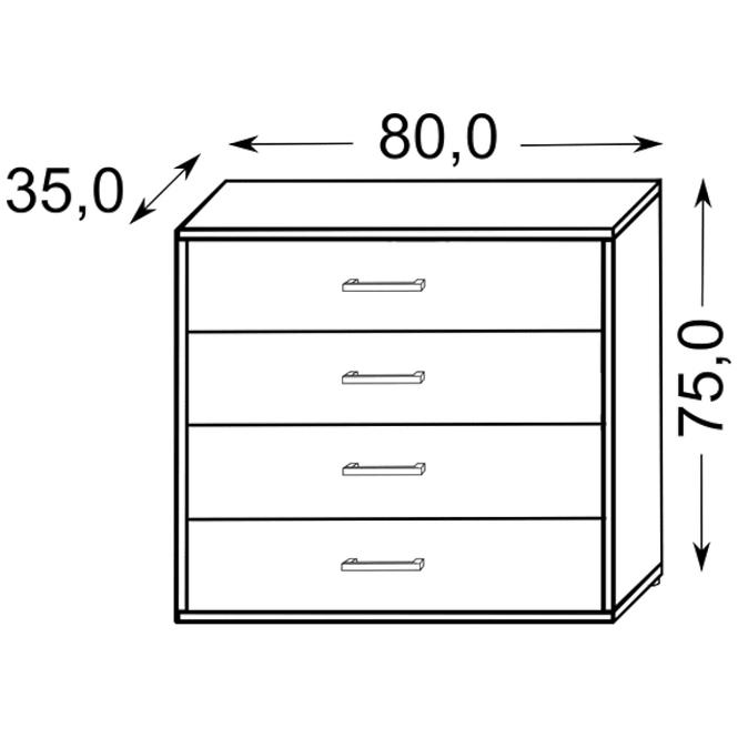 Komoda DSB 4S Bílý/Dub Sonoma