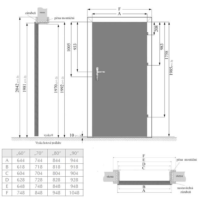 Interiérové dveře Iza 3*3 90L dub sonoma L2