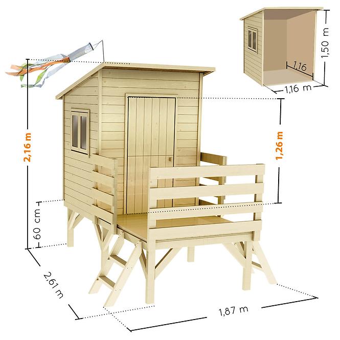 Dřevěný dětský domeček OAKLAND 187x261x216 cm