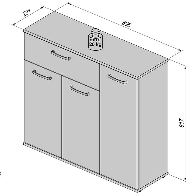 Komoda Niko 90 cm, dub sonoma