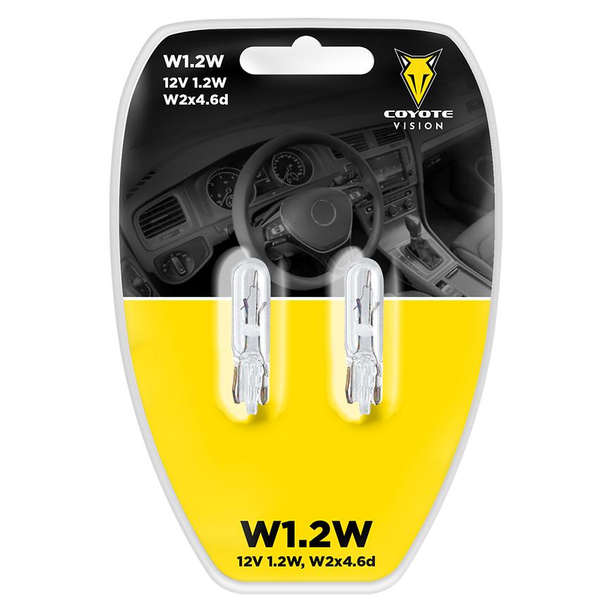 Žárovka 12V 1.2W W1.2W celosklo Coyote Vision 2 ks Blistr