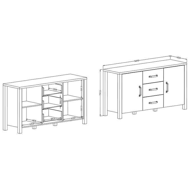 Komoda Olin 26 appenzeller fichte/černá