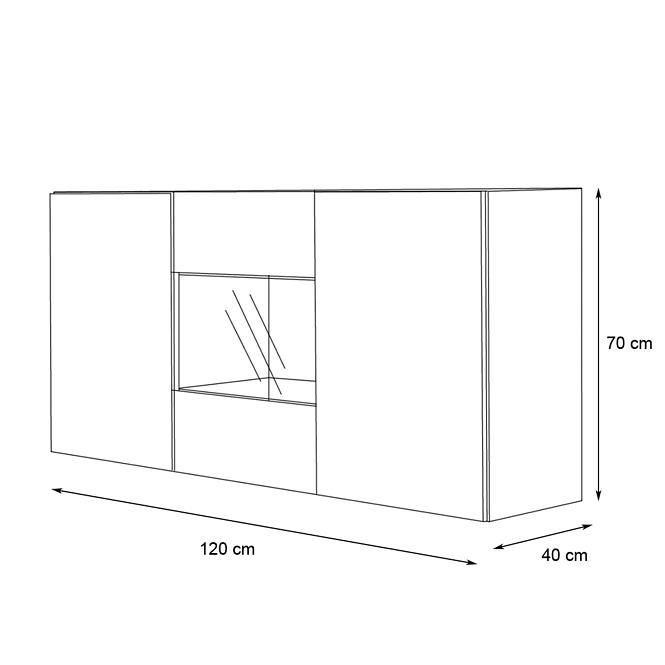 Komoda Fly Sbii+Sklo Černá / Bily WS FY Sbii