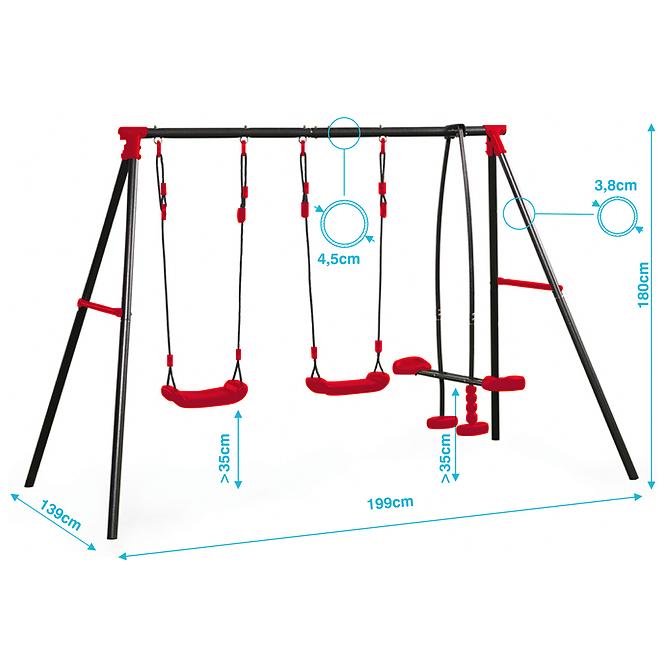 Kovová houpačka Mila červená
