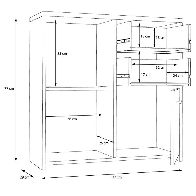 Komoda BEST CHEST dub artisan/bílá