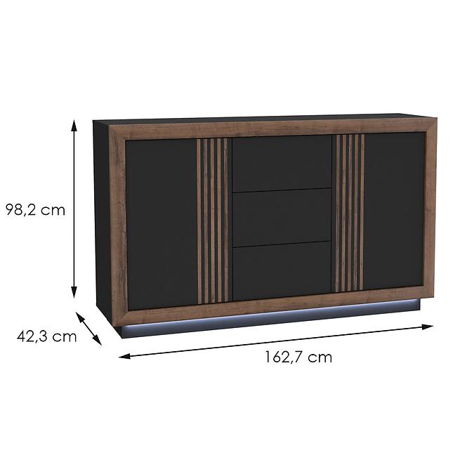 Komoda ACHACY dub ušlechtilý/černá