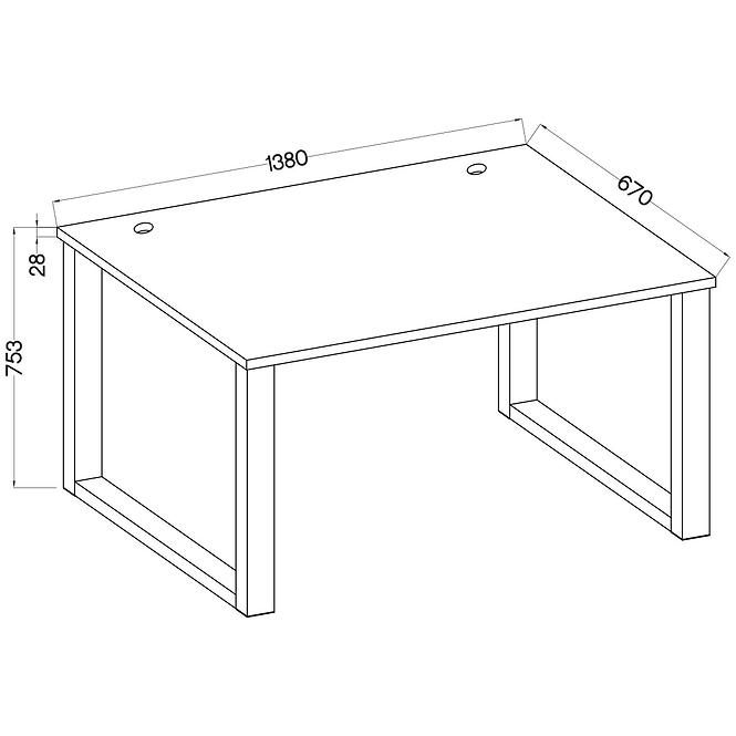 Psací Stůl Malta Kovové Nohy dub artisan (prac. deska 28mm) typ 150
