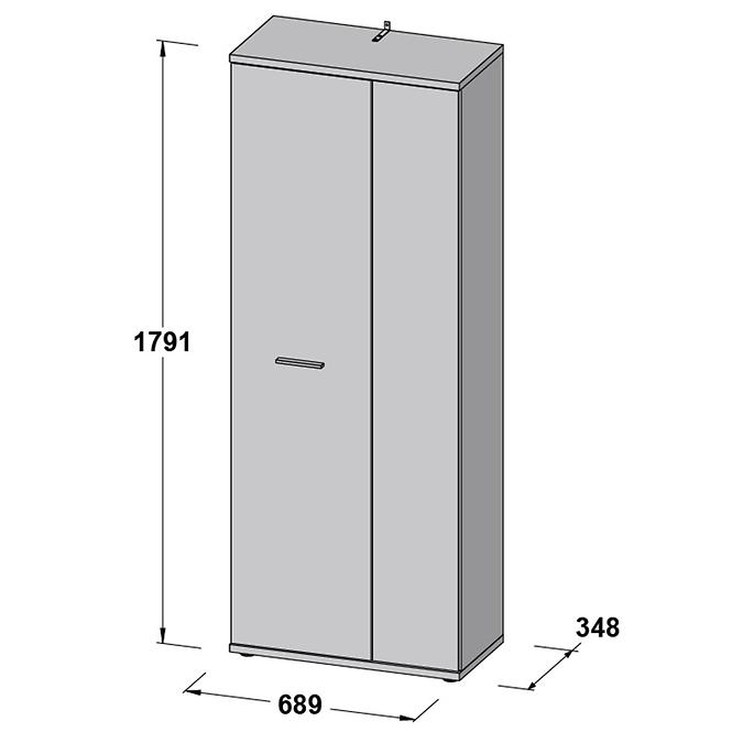 Skříň Net 5p Beton Světlý / Bílý