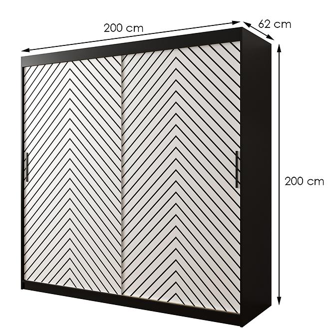Skříň Jodelka 1 200 Černý/Bílý/Černý