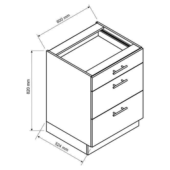 Kuchyňská Skříňka Max D60s/3 Šedá