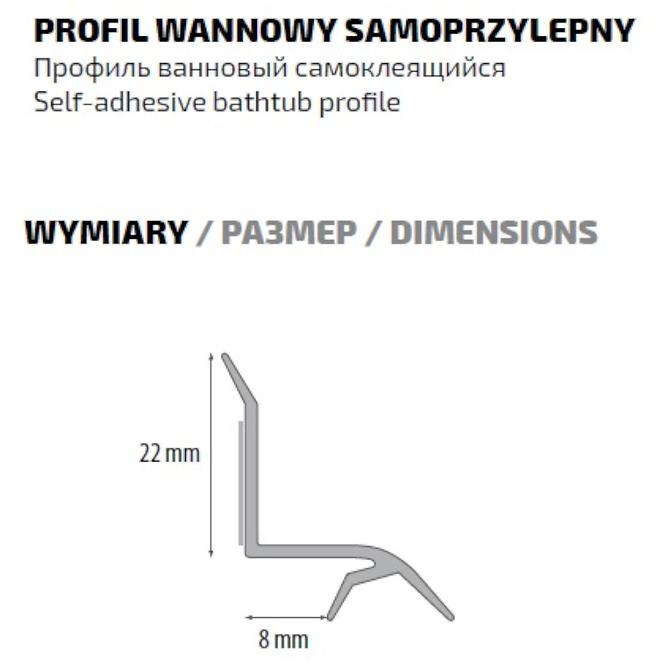 Profil vanový pod obklad samolepící 183