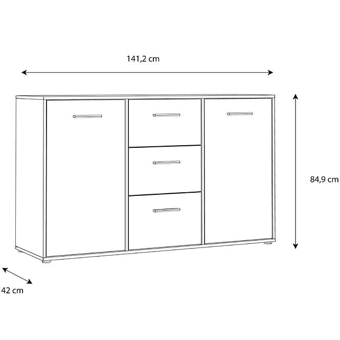 Komoda Mokkaro 2d3s černá/dub catania