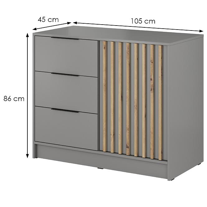 Komoda Nelly 1d šedá/lamela artisan