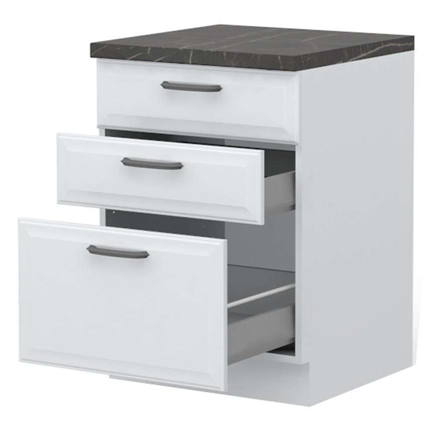 Kuchyňská skříňka Evia r-60-3mbox/4 3s pearl grey matná