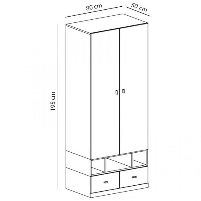 Skříň Mobi 80 cm Bílá / tyrkysová