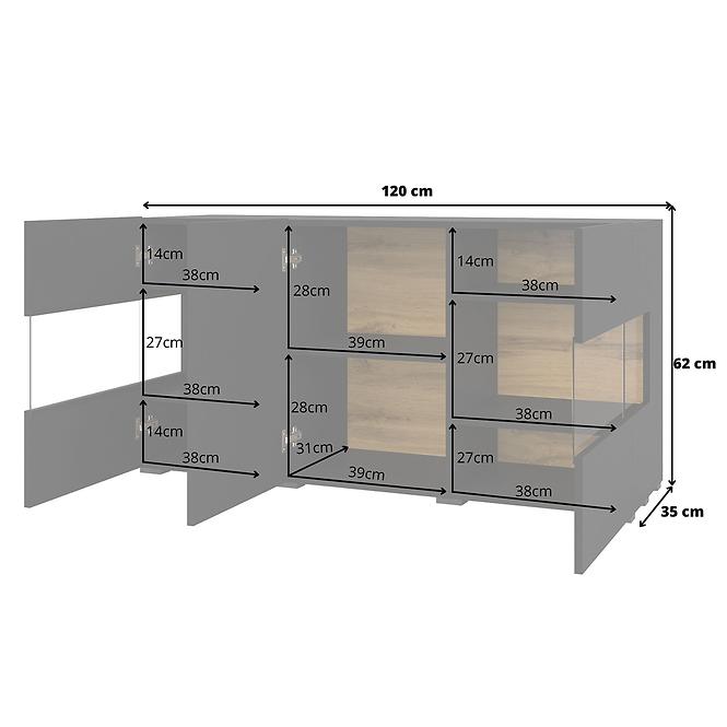 Komoda Ava 3D 25  černá/černá