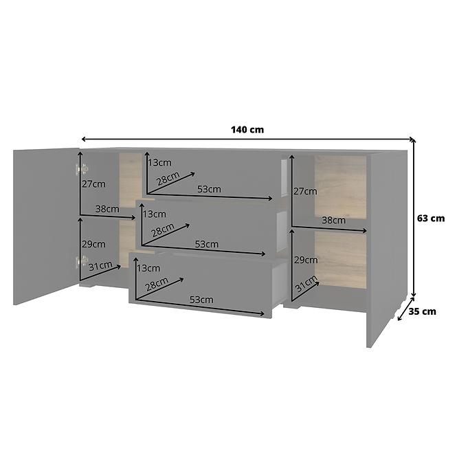 Komoda Ava 2D3S 26 černá/černá