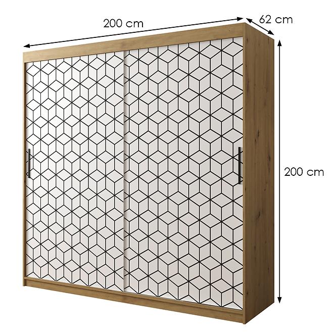 Skříň Heksagon 1 200 dub artisan/bílá